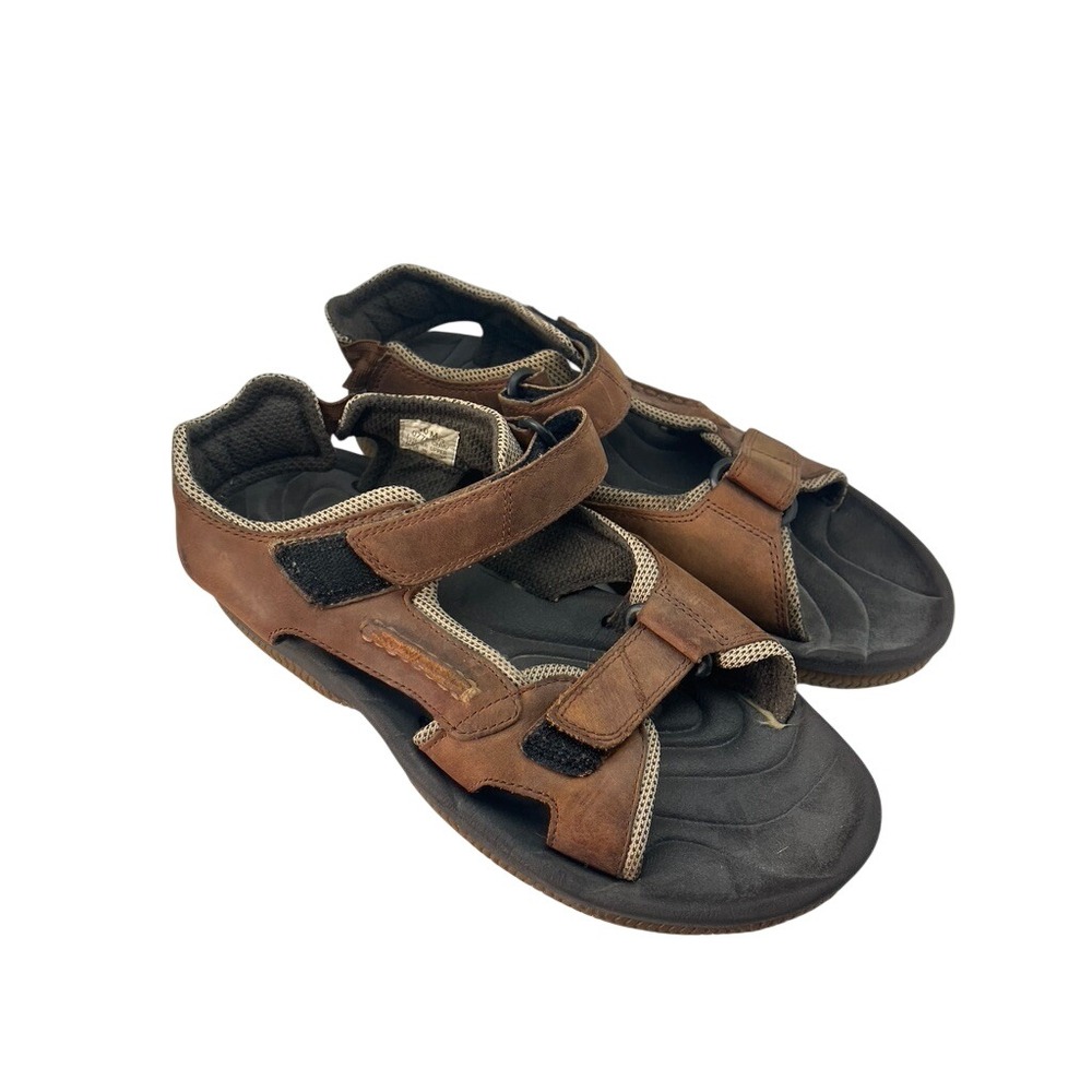 Sperry Top-Sider Leather Sandals Mens Size 10 Brown Hook and Loop Straps Outdoor